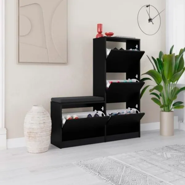 Dulap pentru antreu Showdeko Dude Bench&Shoe Cabinet PAL / Black photo 4