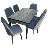 Set masă și scaune Magnus Loft Aris Antasit Dreptunghiulară / PAL / Gray