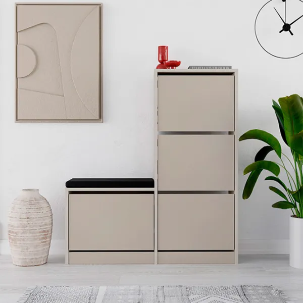 Dulap pentru antreu Showdeko Dude Bench&Shoe Cabinet PAL / Nisip photo 2