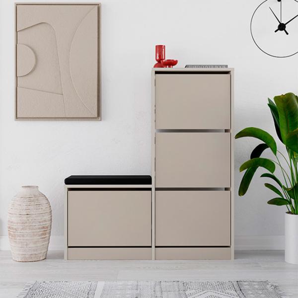 Dulap pentru antreu Showdeko Dude Bench&Shoe Cabinet PAL / Nisip photo 2