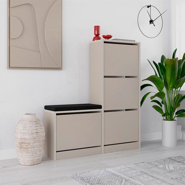Dulap pentru antreu Showdeko Dude Bench&Shoe Cabinet PAL / Nisip photo 3