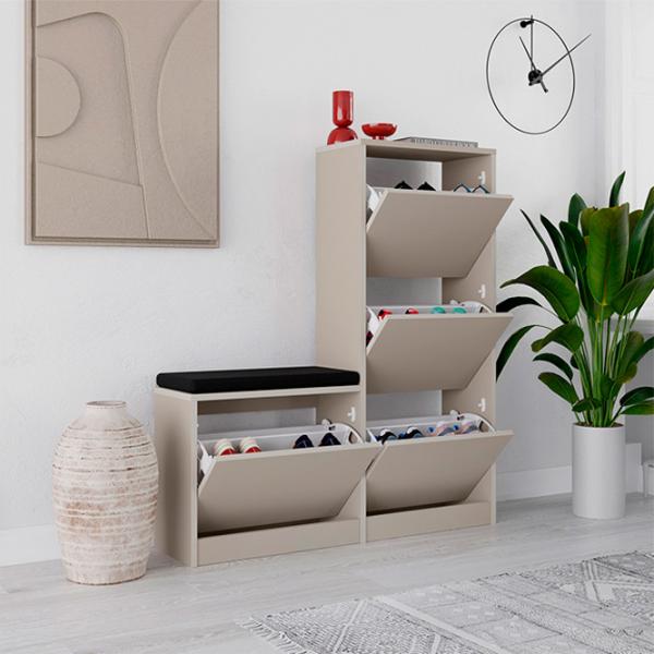 Dulap pentru antreu Showdeko Dude Bench&Shoe Cabinet PAL / Nisip photo 4