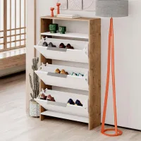 Dulap pentru încălțăminte Showdeko Kaju 139.2 x 78 x 28 /Stejar /White photo 3