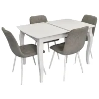 Set masă și scaune Evelin HV-29V + 4 YTC-078Wh UF885-14 Dreptunghiulară / Lemn / White