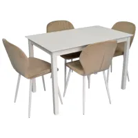 Set masă și scaune Evelin GLORIA + 4 YTC-064Wh UF910-01 Dreptunghiulară / Lemn / White