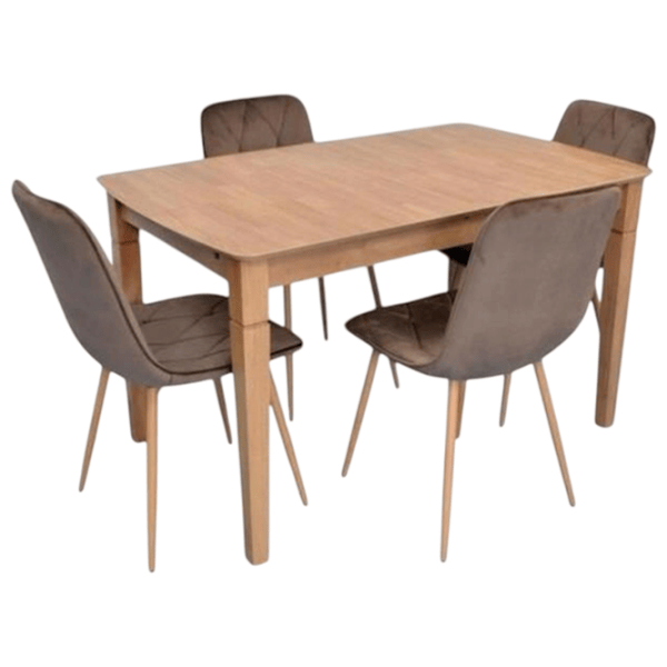 Set masă și scaune Evelin HV-27V + 4 YTC-080Wo BLUVEL38 Dreptunghiulară / PAL / Light Brown photo 1