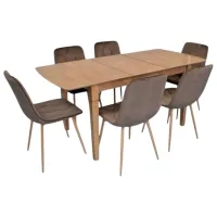 Set masă și scaune Evelin HV-27V + 6 YTC-080Wo BLUVEL38 Dreptunghiulară / PAL / Light Brown