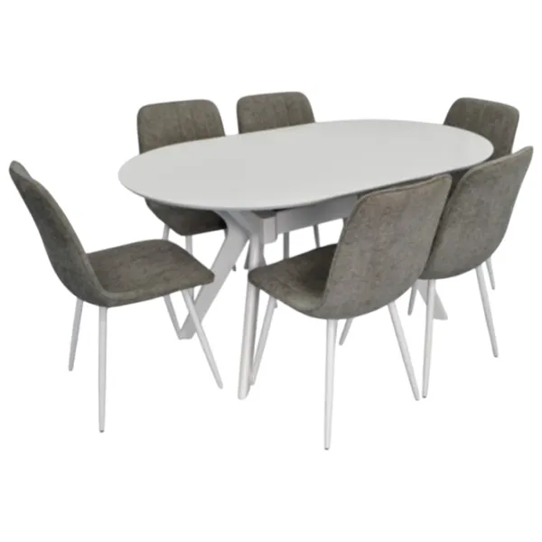 Set masă și scaune Evelin Raffles Oval + 6 YTC-078Wh UF885-14 Ovală / MDF / White photo 1