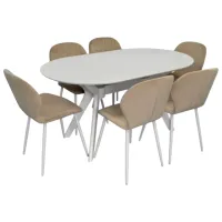 Set masă și scaune Evelin Raffles Oval + 6 YTC-064Wh UF910-01 Ovală / MDF / White