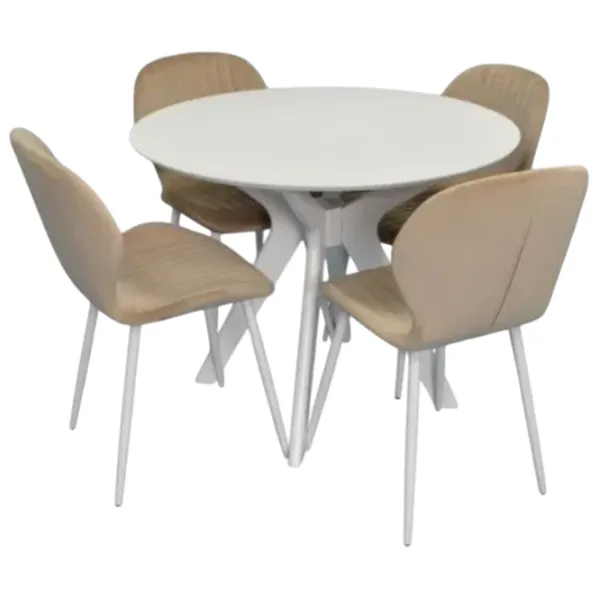 Set masă și scaune Evelin Raffles Round + 4 YTC-064Wh UF910-01 Rotundă / PAL / White photo 1