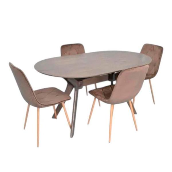 Set masă și scaune Evelin Raffles Oval + 6 YTC-080Wo BLUVEL38 Ovală / MDF / Antique Grey photo 1