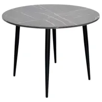 Обеденные стол со стульями Evelin DT 402-6B + 4 YTC-078B BLUVEL-14 Круглая / ДСП / Dark Grey photo 2