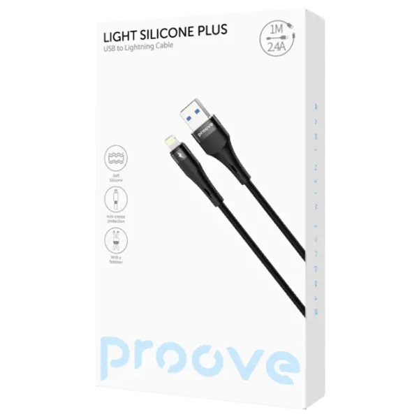Кабель для телефона Light Silicone Plus Proove USB + Lightning 1 м / Черный photo 2