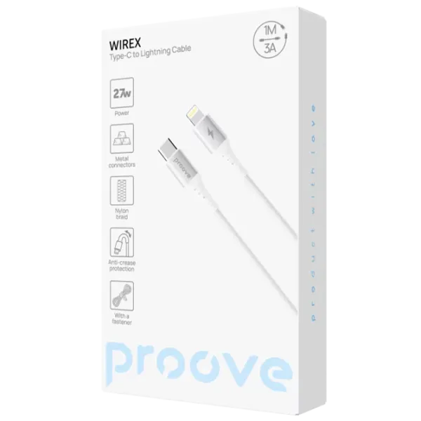 Кабель для телефона WireX Proove USB Type-C + Lightning 1 м / Белый photo 2