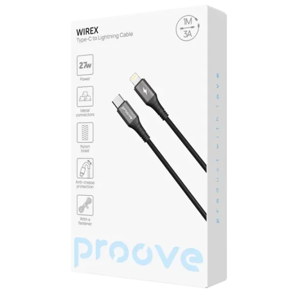 Кабель для телефона WireX Proove USB Type-C + Lightning 1 м / Черный photo 3