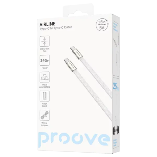 Кабель для телефона AirLine Proove USB Type-C + USB Type-C 1.5 м / Белый photo 4