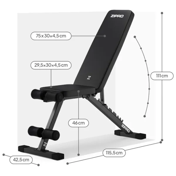 Bancă fitness Zipro Stride Antrenamente de forță / Black photo 3
