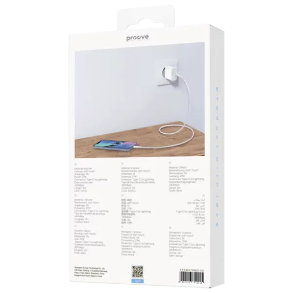 Кабель питания Soft Silicone Proove Lightning + USB Type-C 2 м / Белый photo 6