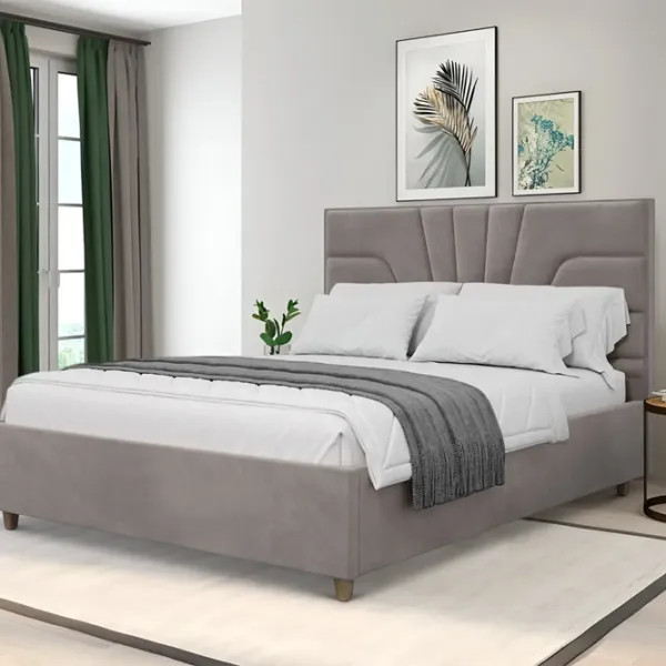 Кровать Crinela Oxana Modern Velluto 15 140 x 200 см / Фанера / Серебристо-серый photo 4