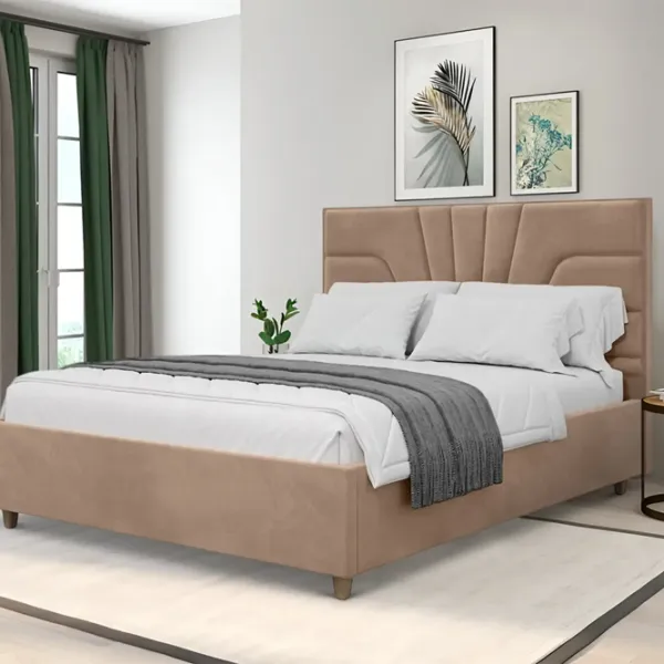 Кровать Crinela Oxana Modern Velluto 03 160 x 200 см / Фанера / Темно-бежевый photo 4