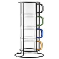 Set de căni Ardesto Shine mix 350 ml / Sticlă / Transparent