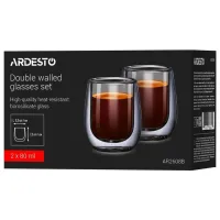 Set de cești Ardesto AR2608B 80 ml / Sticlă / Transparent photo 3