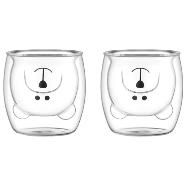 Set de cești Ardesto Animals 250 ml / Sticlă borosilicată / Transparent photo 1