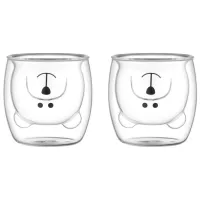 Set de cești Ardesto Animals 250 ml / Sticlă borosilicată / Transparent