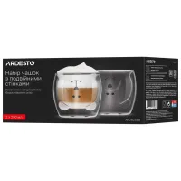 Set de cești Ardesto Animals 250 ml / Sticlă borosilicată / Transparent photo 3