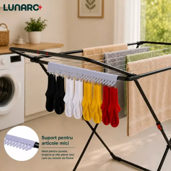 Uscător de rufe Lunaro WING PLUS-BK Pe podea/ Oțel photo 2