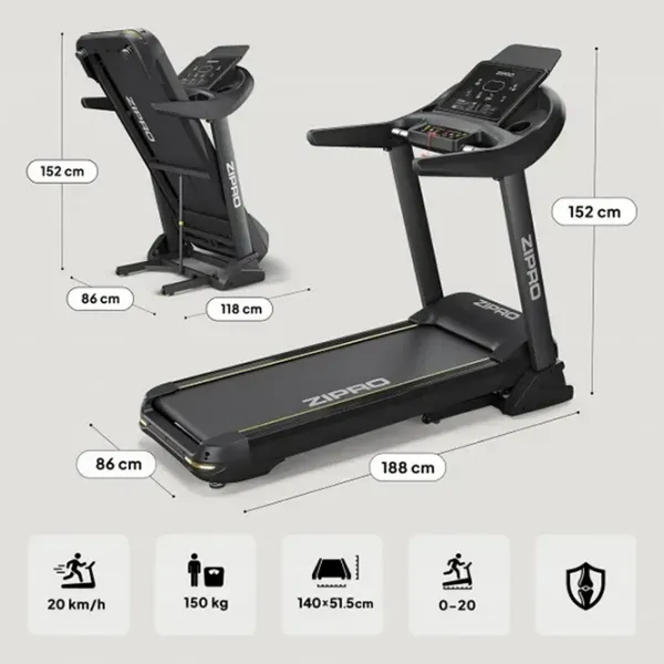 Беговая дорожка Zipro Pacemaker iConsole+ 18 км/ч / 150 кг / Черный photo 10