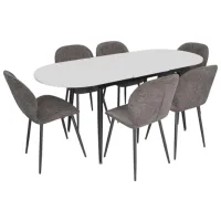 Set masă și scaune Evelin DT 533R B + 6 YTC-064B UF885-15 Ovală / PAL / Gray