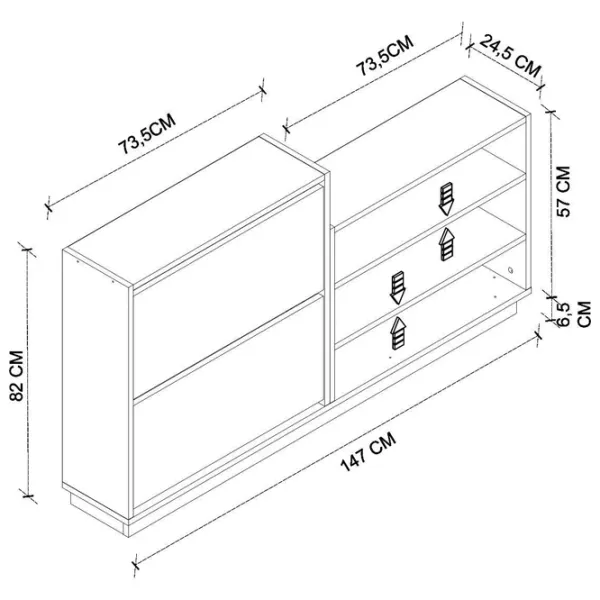 Dulap pentru încălțăminte Bofigo 18-13 82 x 147 x 24.5 /White /White photo 6