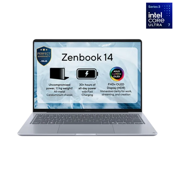 Laptop Asus Zenbook 14 OLED UX3480AA Core Ultra 7 355 / 16 GB / 512 GB / VGA Integrată / Blue photo 1