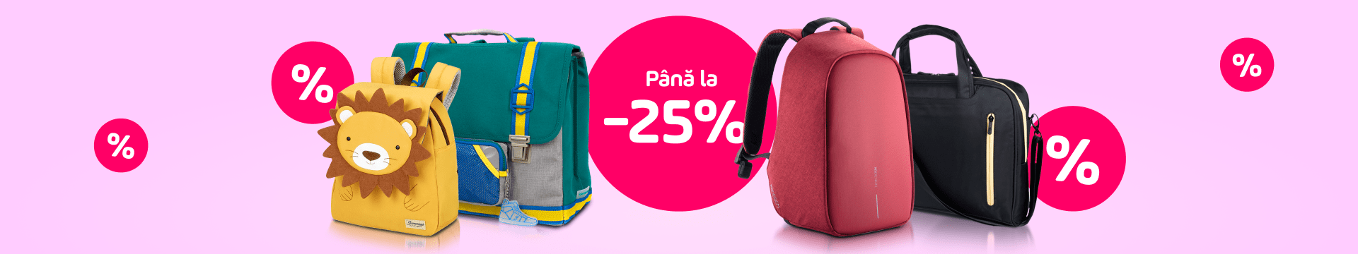Alege o geantă sau rucsac cu reducere de până la 25%