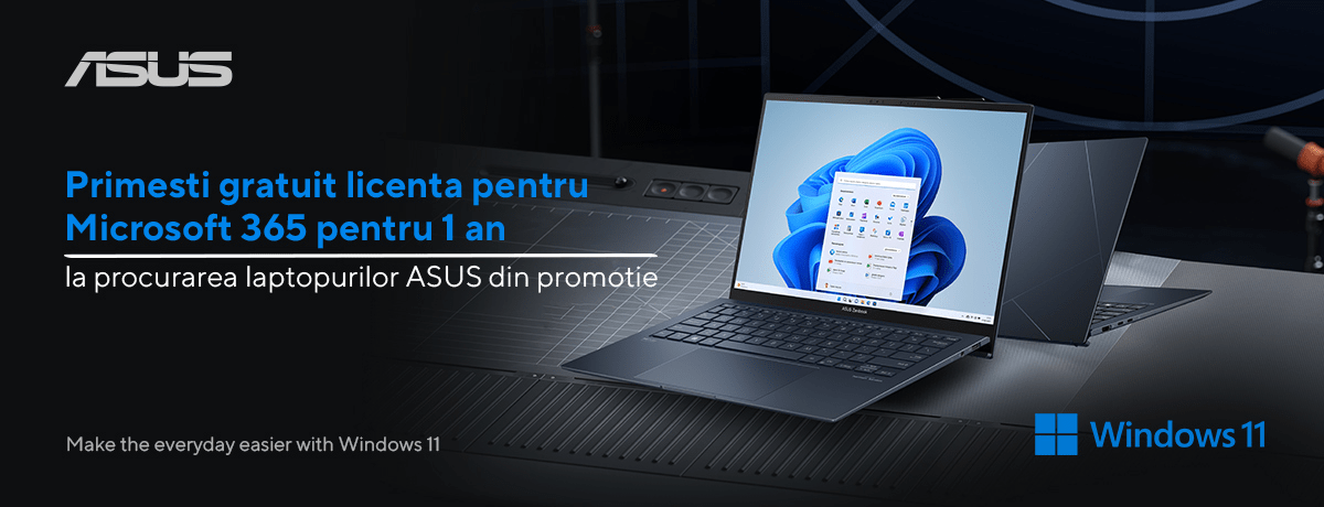 Laptopurile ASUS îți dăruiesc un an de folosire a licenței Microsoft 365!