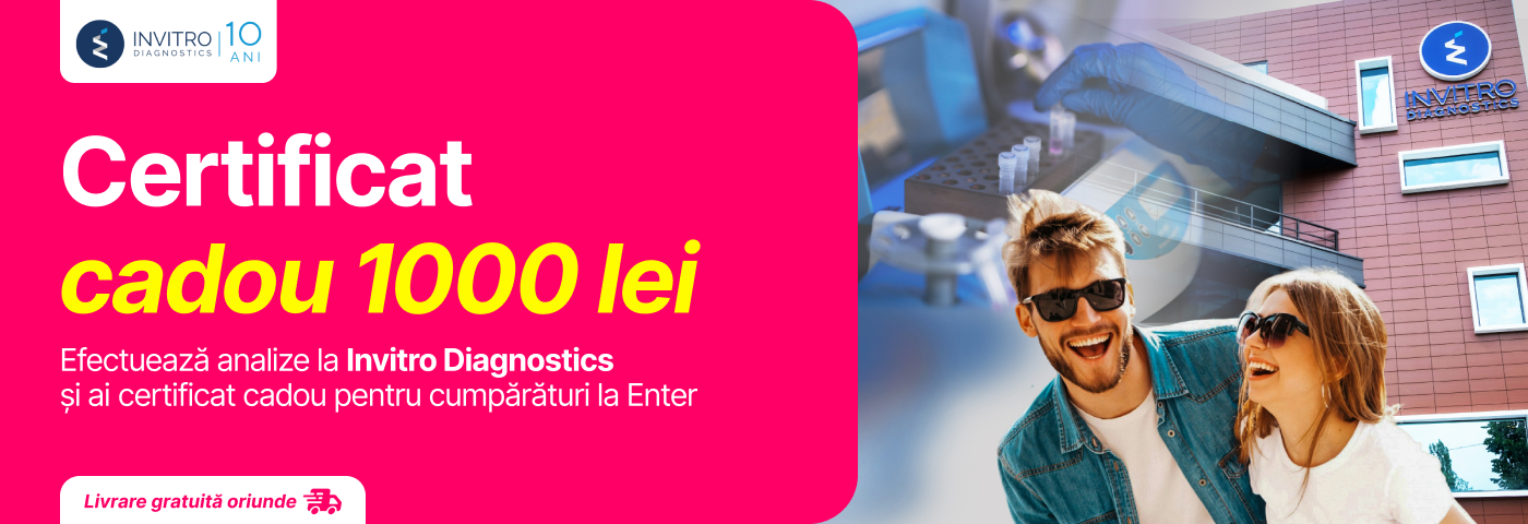 O vizită la Invitro îți aduce certificat cadou 1 000 lei pentru cumpărături la Enter.