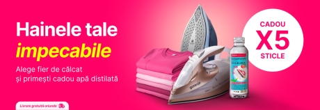 Tu alegi un fier de călcat, iar noi îți oferim cadou apă distilată!