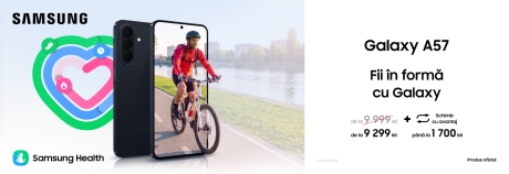Galaxy A57: design premium, autonomie bună și acum disponibil cu super avantaj!