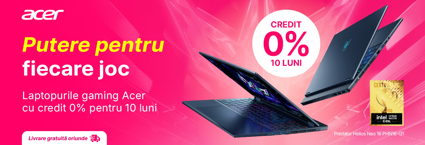 Bucură-te de credit 0% pentru laptopurile gaming Acer și ia-ți acum favoritul!