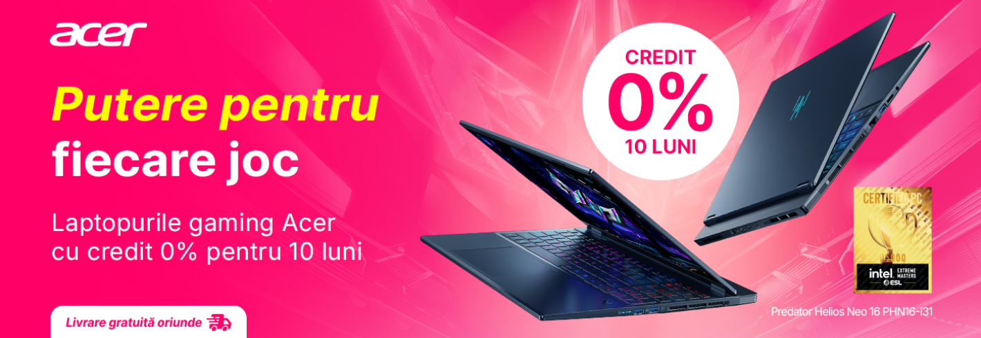 Bucură-te de credit 0% pentru laptopurile gaming Acer și ia-ți acum favoritul!