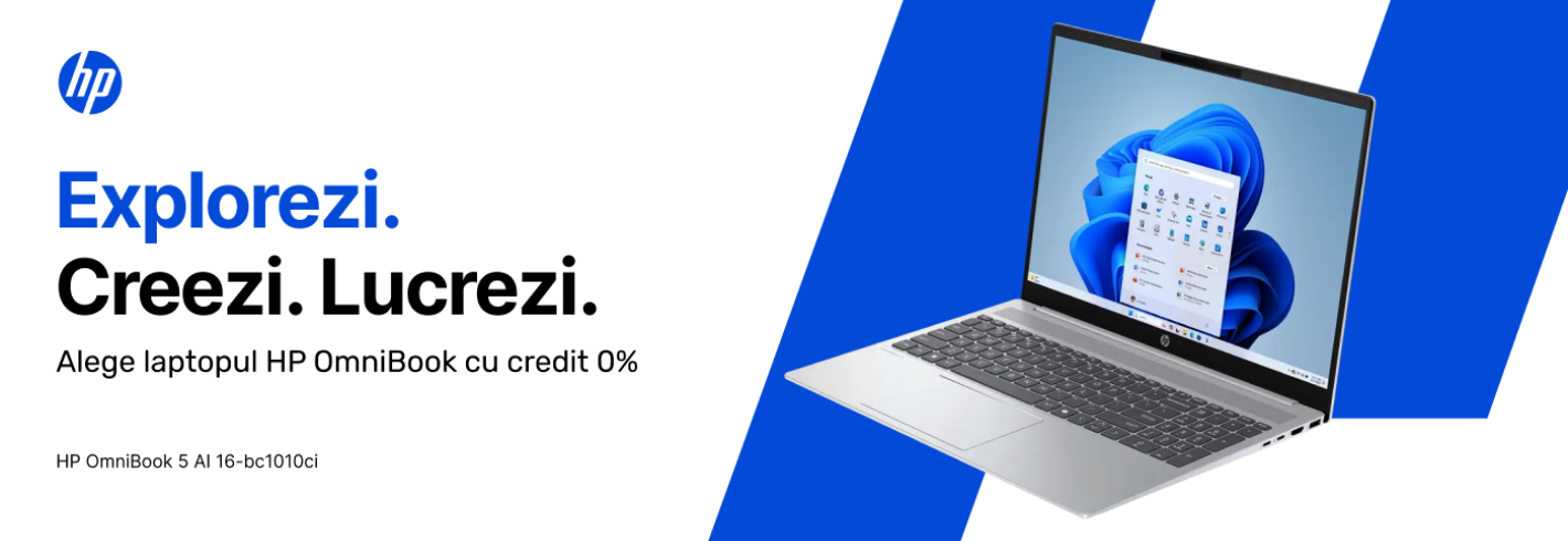 Profită de oferta credit 0% pentru laptopul dorit HP OmniBook!